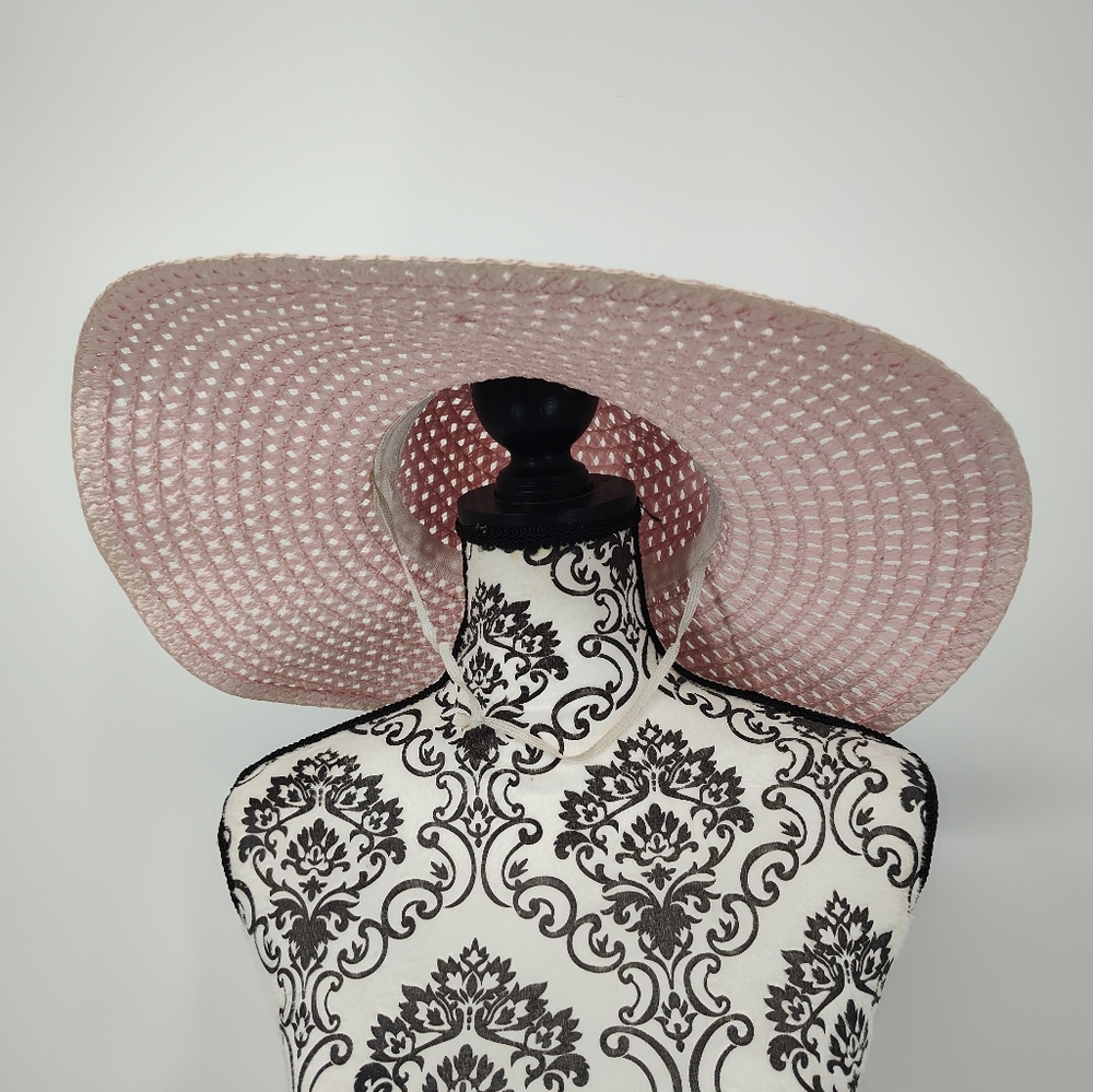 Woven Light Pink Sun Hat Women's One Size - Picture 3 of 3